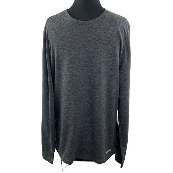 Omni Wool Mens Thermal Base Layer Top Gray Long Sleeve Crewneck Shirt Size L - Picture 1 of 11